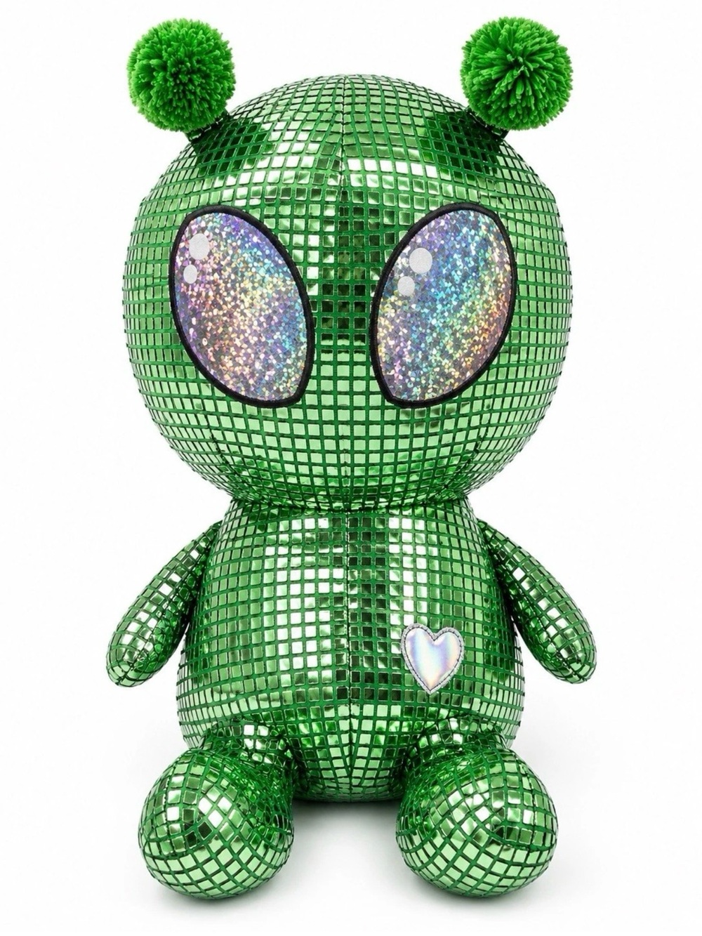 Jumbo Green Disco Alien Plush 33” XL Holographic Eyes Stuffed Toy